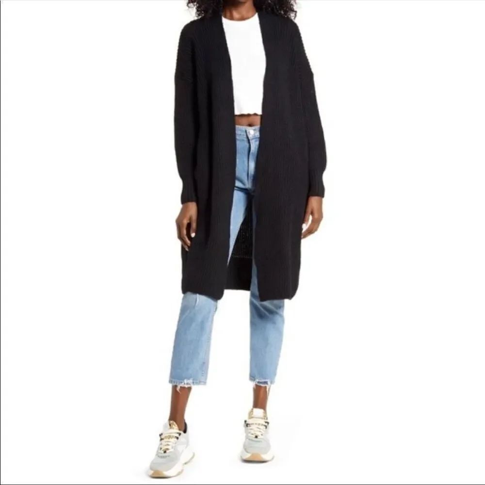 TOPSHOP | Super Oversized Black Open Front Cardigan Sweater M 8-10